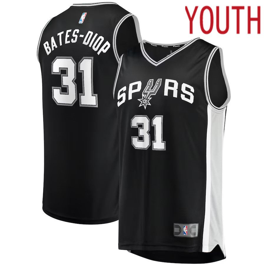 Youth San Antonio Spurs #31 Keita Bates-Diop Fanatics Branded Black Fast Break Replica NBA Jersey